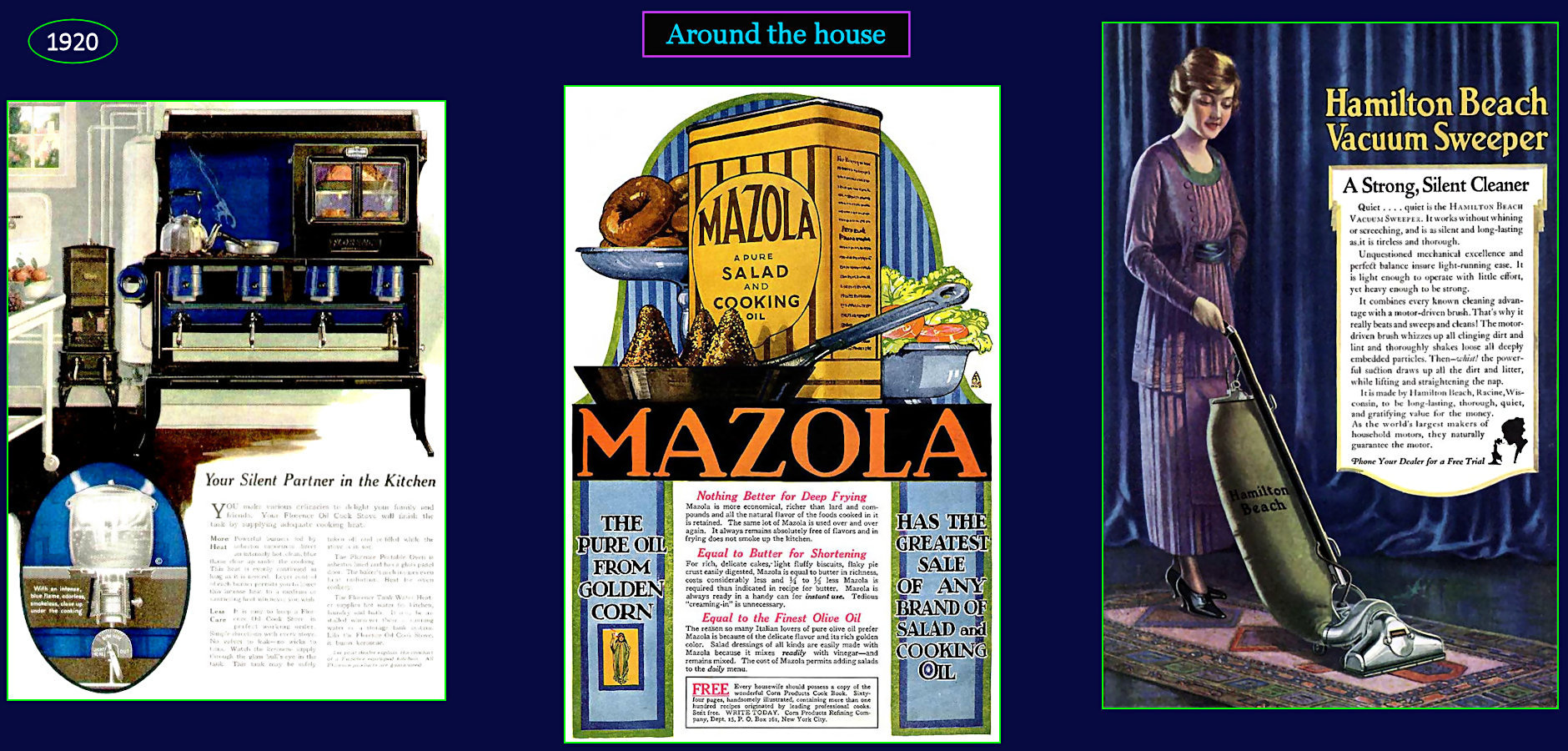 Color magazine ads, 1920